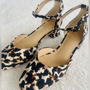 Cabi Style 6020 Women’s 9M Leopard Small Block Heel Ankle Strap Pumps NWOB